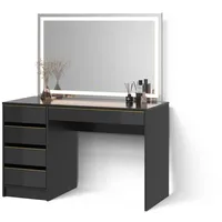 Livinity Livinity® Schminktisch Imola, Schwarz/Gold, 120 cm mit LED-Spiegel