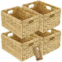 HMF Aufbewahrungskorb, Korb geflochten aus Wasserhyazinthe, 4er Set, passend
