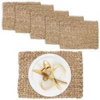 Relaxdays Tischset, 6er Set, geflochtenes Design, Wasserhyazinthe, Platzset, HxBxT: