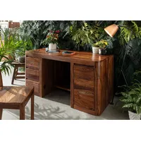 Massivmoebel24 MASSIVMOEBEL24.DE Toronto Schreibtisch 150x78x75 Sheesham/Palisander, Farbe:Dunkelbraun gewachst, Größe:150x75x78