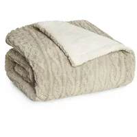 Blumtal Kuscheldecke 220x240 cm mit Zopfstrick-Optik - Oeko-TEX zertifizierte