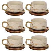 Intirilife Intirilife, Tasse, Teetasse mit Holz Untersetzer 200 ml,