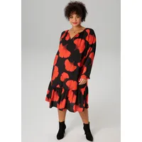 Aniston plus Sommerkleid Mit großflächigem Blütendruck Rot/Schwarz 52
