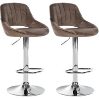 CLP 2er Set Barhocker Milet Samt braun/Metall in Chromoptik