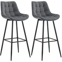 CLP 2er Set Barhocker Dartford dunkelgrau/Samt