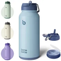 Luxuskollektion Edelstahl Trinkflasche 1L Strohhalm Thermoskanne