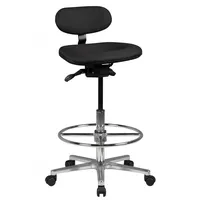 FineBuy Arbeitsstuhl Rollhocker mit Lehne Höhenverstellbar Drehhocker Hocker Stehhilfe