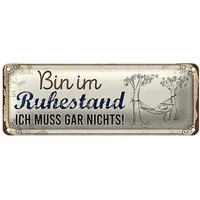 Roomando Vintage Blechschild | Bin im Ruhestand | Ich