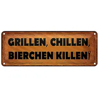 Roomando Grillen, Chillen, | Bierchen Killen! | Metallschild |