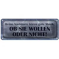 Roomando Lustiges Blechschild | Meine Nachbarn hören gute Musik
