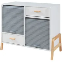 [en.casa] Sideboard Kvaefjord 72x80x40 cm mit zwei Jalousietüren Weiß/Grau