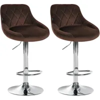 CLP 2er Set Barhocker Lazio Samt braun/chrom