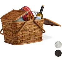 Relaxdays Picknickkorb geflochten mit Deckel 10024176_533 37 x 22