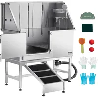 Vevor Hundepflegewanne mit Rampe Wasserfilterplatte linke Tür 1270x580x1495mm