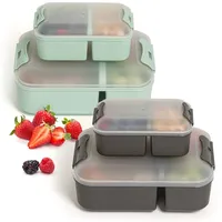 Hausfelder Brotdosen Lunchbox 4er Set, Lunchbox mit Fächern, Bento