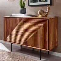 FineBuy Massivholz Design Sideboard 100cm Sheesham Kommode mit 2