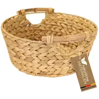 HMF Aufbewahrungskorb rund geflochten aus Wasserhyazinthe mit Holzgriffen 30