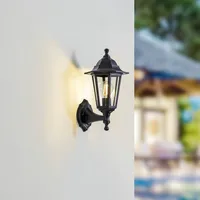 LINDBY Wandlampe aussen, Aussenwandleuchte Laterne schwarz spritzwassergeschützt IP44 1xE27