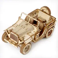 ROBOTIME 3D Puzzle Holzbausatz Jeep, 369 Teile, Größe: 18,9