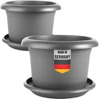 Centi 2er Set Blumentopf Groß mit Untersetzer, 80 cm