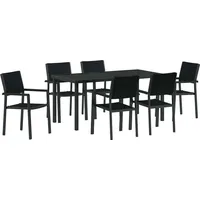 VidaXL Garten Essgruppe 7-tlg. Schwarz