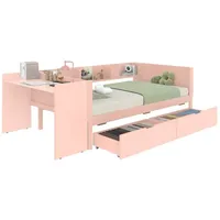 XDOVET Flachbett 90 x 200 cm Kiefer massiv rosa