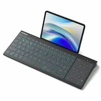 Inateck Tablet Tastatur, 2-IN-1 Ziffernblock&TouchpadVersteckter Ständer, 3 BT-Kanäle, 7-Farben