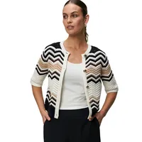 Zero Strickjacke mit Zickzackmuster in Patch CreamBlack | Gr.: