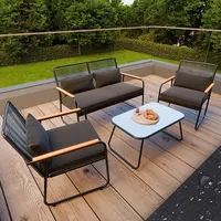 Garmio GARMIO® Polyrattan Gartenmöbel Set 4-teilig Balkonmöbel mit Sitzbank
