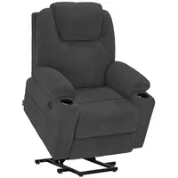 MCombo Fernsehsessel mit Aufstehhilfe Elektrisch 7040EY (Chenille, grau