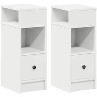 VidaXL Nachttische 2 Stk. mit Schublade Weiß 25x31x66 cm