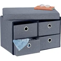 Relaxdays Sitzbank mit Stauraum, faltbar, 4 Schubladen, Flur, Wohn-
