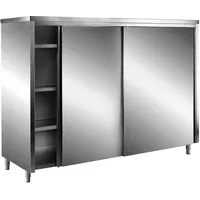 Saro Edelstahl-Lagerschrank mit Schiebetüren AISI 430, Schrägdach, Breite 1800mm,