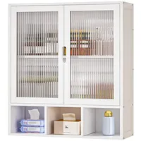 Yorbay Hängeschrank Bambus Badezimmerschrank (59x22x66 cm, Magnetverschluss & verstellbare