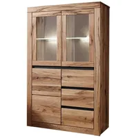 Massivmoebel24 Highboard (Highboard Wild-/Zerreiche 95x42x150 natur geölt MONTREUX #123)