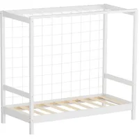 ML-Design Kinderbett Fußballtor 70x140 cm, Weiß, Kiefernholz Massiv