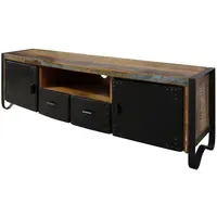 Massivmoebel24 INDUSTRIAL TV-Board 178x43x55 cm Mehrfarbig Holz/Metall/Massivholz