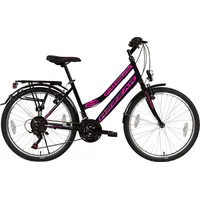 Rezzak Cityfahrrad Mädchen 24" RH 42 cm schwarz/pink 21-Gang