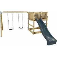 Plus Play Spielturm inkl. Schaukelanbau Inkl. Grauschwarz Schaukelsitzen/Rutsche Druckimprägniert