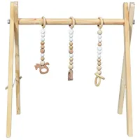 Costway Baby Holz, mit 3 abnehmbaren Kinderspielzeugen, Spieltrapez für