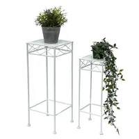 DanDiBo Ambiente DanDiBo Blumenhocker Weiß Metall Eckig Blumenständer 96314