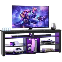 BESTIER Lowboard TV-Schrank, Sideboard, Gaming-TV-Board mit LED-Beleuchtung - Schwarzer