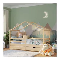 Bellabino Abia Kinderbett 90x200 cm – Hausbett mit Rausfallschutz,