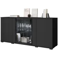 Mirjan24 Kommode, Schwarz, Holzwerkstoff, Rechteckig, 150x70x40 cm, Wohnzimmer, Kommoden