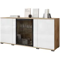 Mirjan24 Kommode, Eiche Wotan, Weiß, Holzwerkstoff, Rechteckig, 150x70x40 cm,