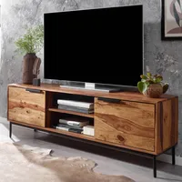 FineBuy Massive TV-Board Kommode 150cm Sheesham Massivholz Fernsehschrank Lowboard