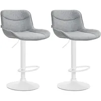 CLP 2er Set Barhocker Vonore Stoff grau/weiß