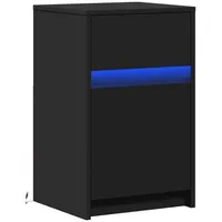 VidaXL Nachttisch mit LED-Leuchten Schwarz Holzwerkstoff