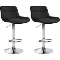 CLP 2er Set Barhocker Vonore Stoff schwarz/chrom