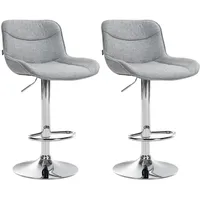 CLP 2er Set Barhocker Vonore Stoff grau/chrom